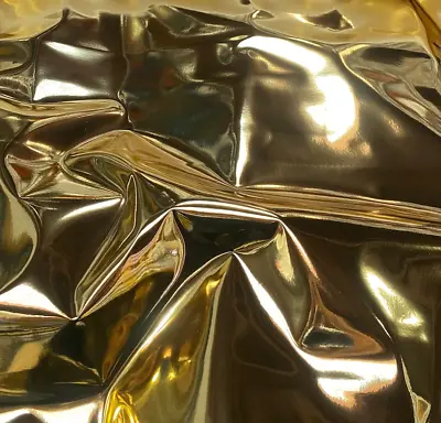 Gold Chrome Mirror Glossy  Upholstery Vinyl Fabric Faux Leather 54  Wide • $24