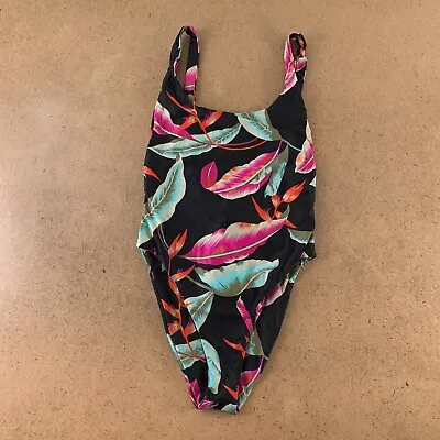 Volcom Women's Size XS Black Tropical Print Fronds 4ever One Piece Swimsuit NWT • $17.67