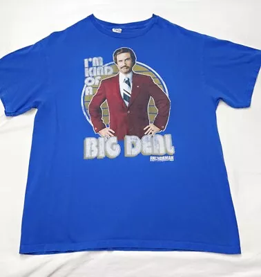 Ron Burgundy Anchorman Men’s Short Sleeve Shirt Blue Large 🔥 • $9.99