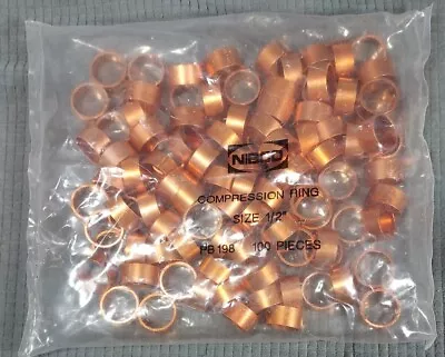 100 1/2 Inch PEX Copper Crimp Rings By NIBCO Lead Free • $19.95