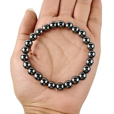 10mm Black Magnetic Round Bead Hematite Bracelet Pain Relief Therapy Arthritis • $7.99