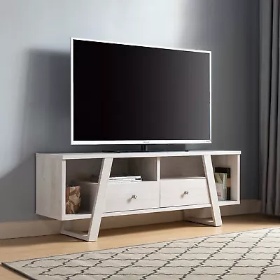 White Oak TV Stand With 2 Drawers And 4 Open Shelves • $262.94