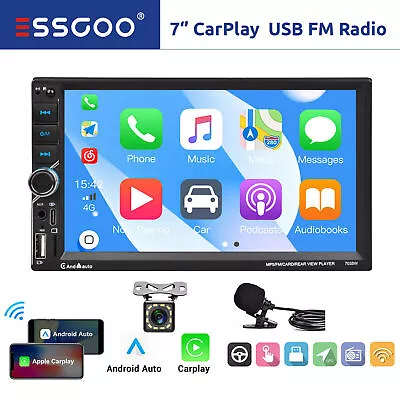 7  Car Stereo Wireless Carplay Android Auto Bluetooth Touch Screen 2 DIN CAM MIC • $63.99