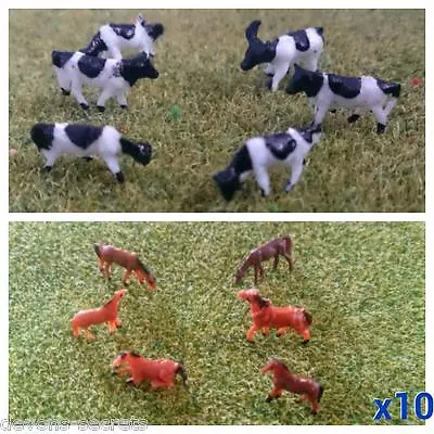 £7.80 • Buy 10 Animals Horse / Cow Model Railway Train People Figures OO Gauge 20 25 Mm M22