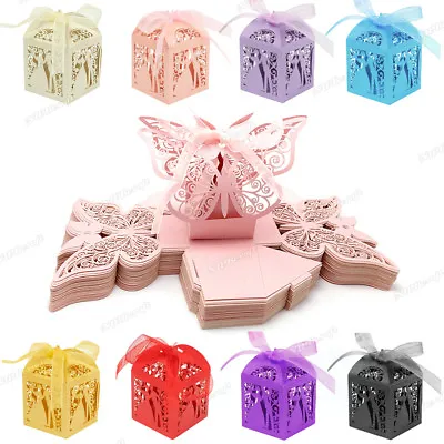 20-100 Luxury Boxes Wedding Party Favour Laser Cut Sweets Cake Candy Gift Favor  • £4.29