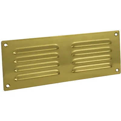 242 X 89mm Hooded Louvre Airflow Vent Polished Brass Internal Door Plate • £21.99