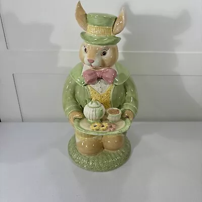 Demdaco Tammany Devine Rabbit Serving Tea Cookie Jar 16” • $114.95