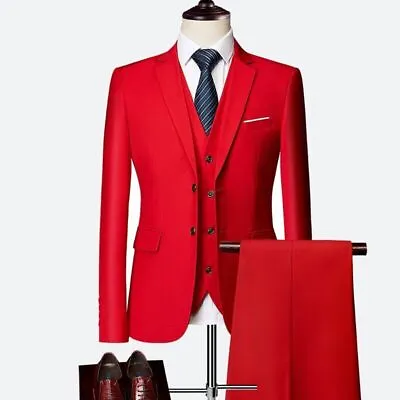 Jacket + Pant + Vest Men Suits Sets Wedding Dress 3 Piece Suit Coat Trousers  • $49.75