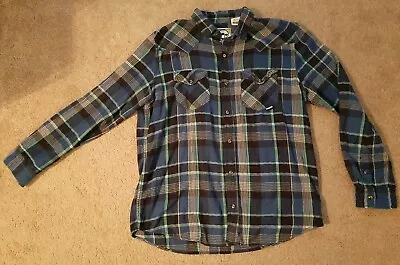 Large Mambo Australia Snap Button-Down Shirt Western Flannel Plaid Long Sleeve • $4.99