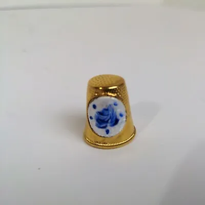 Thimble Metal Enamel Blue Flower Made In Austria • $12