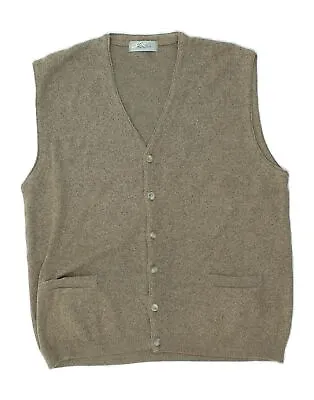 VINTAGE Mens Sleeveless Cardigan Sweater Large Grey Cotton BA11 • $28.11