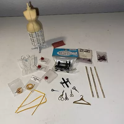 Vintage Dollhouse Miniature Metal Singer Sewing Machines And Sewing Accessories • $23.78