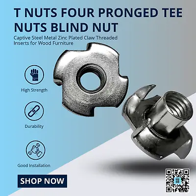 T Nuts Four Pronged Tee Anchors Zinc Plated Blind Nut Captive • £14.49