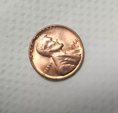 1968 D Lincoln Penny With Error On Top Rim &  L  In Liberty On Edge -Near Mint- • $75