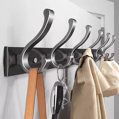 8-12 Hooks Aluminum Coat Clothes Door Holder Rack Key Hooks Wall Mounted Hanger • £4.98