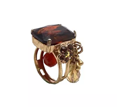 Mariana Ring Smoked Topaz Aurum & Amber Swarovski Crystals My Treasures Coll. • $87