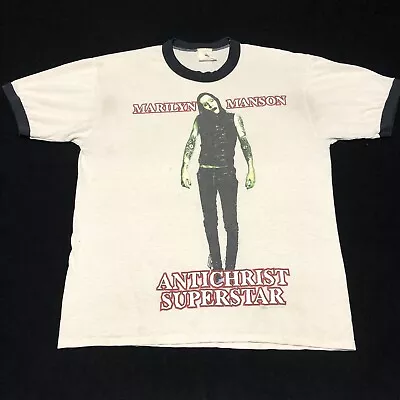 Vintage 95/96 Marilyn Manson Antichrist Superstar Raglan T Shirt Sz L Winterland • $140