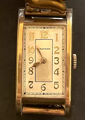 Antique 1935 Waltham 737 Men's Watch Running Ticks 10K GF Art Deco 7.25L 17j USA • $99.95