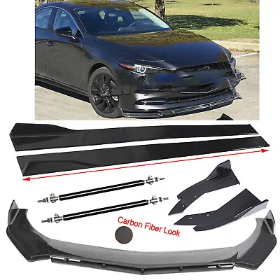 For Mazda Speed 3 6 RX Carbon Fiber Front Bumper Lip Splitters Side Skirt Strut • $159.99