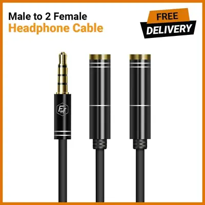 $3.76 • Buy 3.5mm Male To 2 Female Audio Y Splitter Headphone Cable Stereo AUX Jack Adapter
