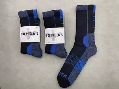 3 Pairs Bombas Men's Running Calf Socks Size Large 9-13 Black Blue • $25.23