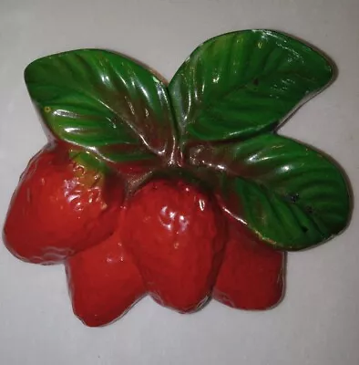 $15 • Buy Vintage Chalkware Wall Plaque Fruit Cluster Strawberries 3 