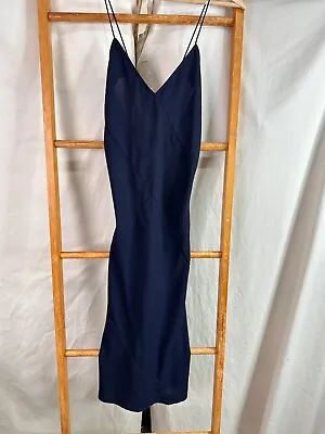 Maurie & Eve Slip Dress Womens 6 Dark Blue Sleeveless Mid Length Slim Fit • $14.77