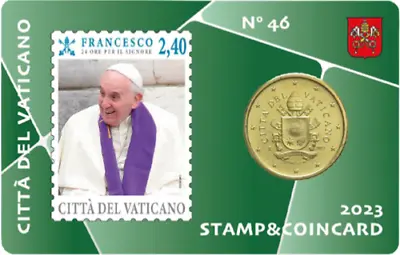 2023 Vatican Francis Coat Of Arms 50 Cent Coin On A Bu Card With Stamp! • $13.66