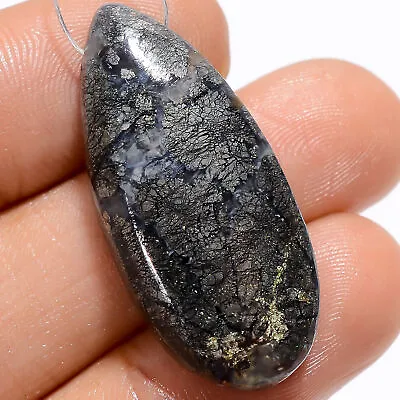 Marcasite Agate Pear Cabochon Drilled Loose Gemstone 36 Ct. 33X15X6 Mm A-27365 • £3.34