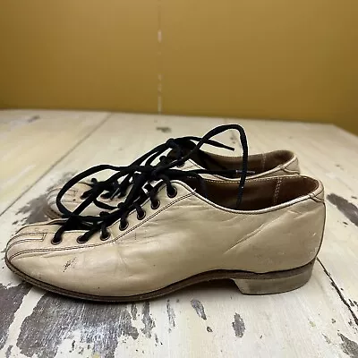 HYDE - Vtg Tan Light Brown Leather Bowling Shoes Mens 8.5 - MUST SEE! • $26.39