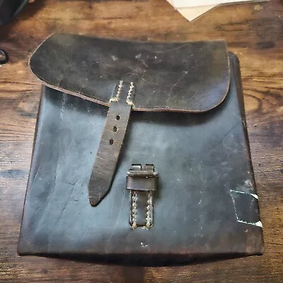 German WWII Brown Leather Map/Dispatch Bag Case • $26