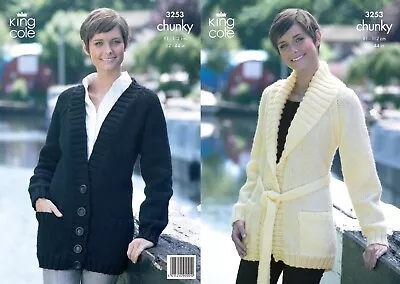 King Cole Knitting Patterns Chunky 2 Designs Ladies Jackets Small - X-Large • £4.49