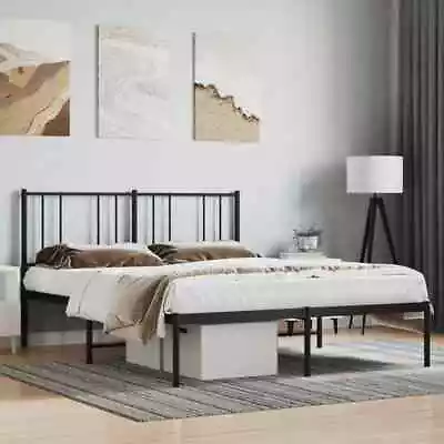 VidaXL Metal Bed Frame With Headboard Black 120x190 Cm Small Double • £83.25