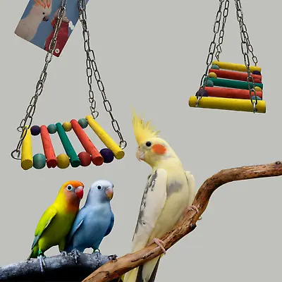 734Pet Bird Parrot Parakeet Budgie Cockatiel Cage Hammock Swing Toys Hanging Toy • £3.98