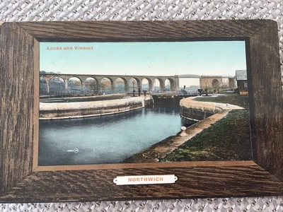 £2 • Buy 1909 Postcard Northwich Canal Locks & Viaduct Cheshire To Sandbach Market Place