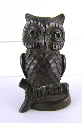 Vintage 2  Small Bronze Metal Owl Figurine Statue • $22.30