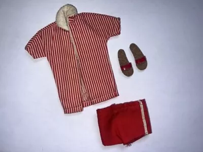 Vintage Red Swim Suit Trunks Striped Shirt Sandals Ken #750  • $16.99