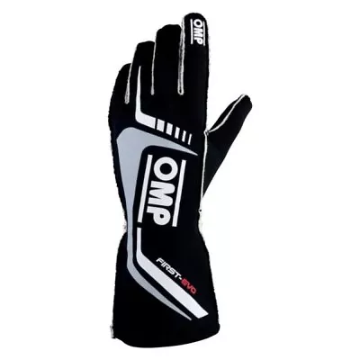 OMP Racing First Evo Gloves Black - Size M (Fia 8856-2018) • $146.25