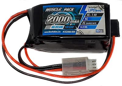 NHX Muscle Pack 2S 7.4V 2000mAh 5C RX Receiver Lipo Battery : T-MAXX 3.3 • $17.95