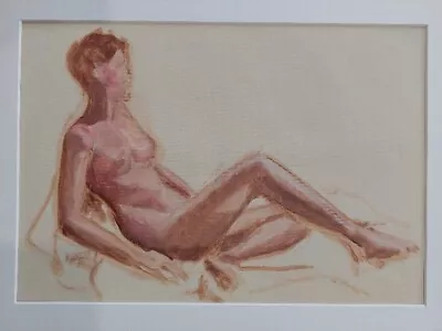 Oil Painting On Canvas Textured Paper Reclining Female Nude. • £42