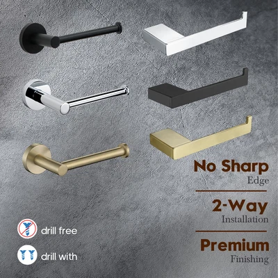 $28.99 • Buy Toilet Paper Roll Holder Round/Square Tissue Towel Rack Chrome/Black/Gold