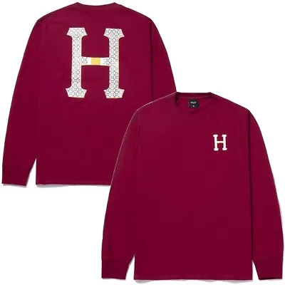 HUF Men's Monogram Classic H Long Sleeve Tee T-Shirt - Brick • $16.50