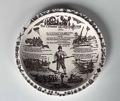 Vernon Kilns Collector Plate ~  The Caissons Go Rolling Along ~ 10 1/2  ~ Brown • $25