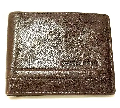 SWISS GEAR GENUINE LEATHER WALLET Brown Bi-Fold ID Credit Card Cash Money Holder • $59.99