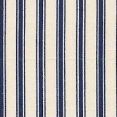 100% Cotton Poplin Craft Fabric By The Metre 3mm TICKING STRIPE Quarter Navy • £4.50