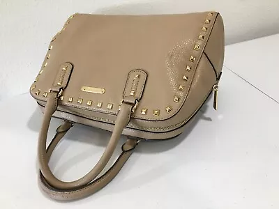 Michael Kors Sandrine Stud Beige Pebbled Leather Studded  Satchel Handbag • $62