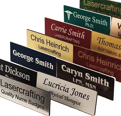 NAME BADGES / TAGS -Personalized Laser-engraved Magnet Back Or Pin Lasercrafting • $5.99