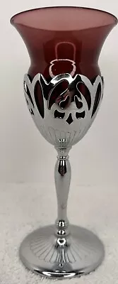 $24 • Buy Farber Bros Krome Kraft Amethyst Cambridge Glass 6 1/2  Wine Stem Art Deco Vtg