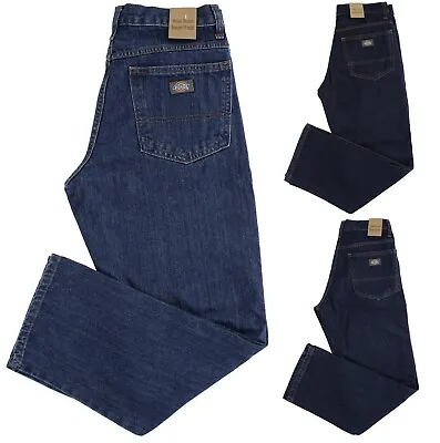 Dickies Men's Denim Jeans Regular Straight Fit 100% Cotton 5-Pocket Casual Pants • $27.99
