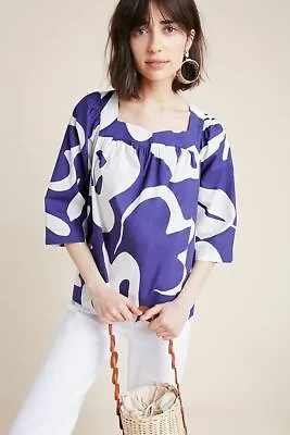 Anthropologie Marimekko Blue Flower Blouse Top Size 34 XS NEW • $74.99